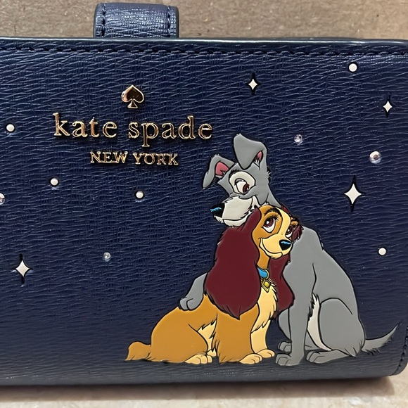 ♠️kate spade X Disney Lady and the Tramp Medium Bifold Wallet, Parisian Blue NWT - Picture 6 of 13